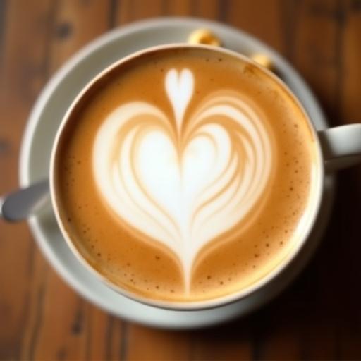 Café de spécialité avec un art latte délicatement dessiné.